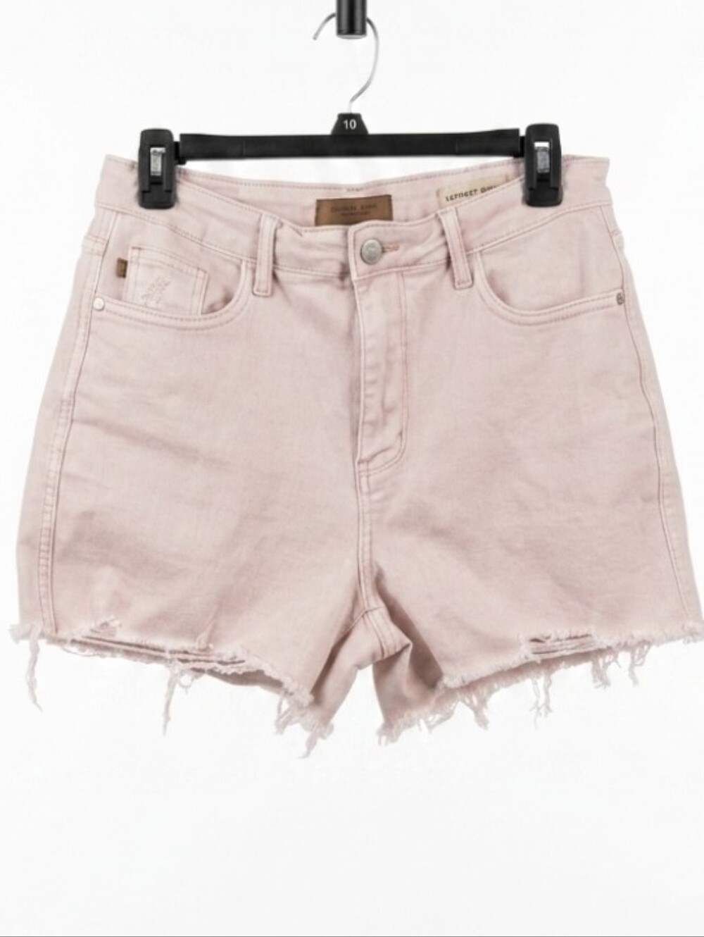 Judy Blue Light Pink Frayed Hem High-Rise Denim Shorts Size Large 3" Inseam - Picture 1 of 5